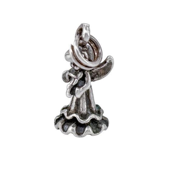 Musical Guardian Angel Charm | Vintage Sterling Silver 925 Jewelry - Picture 5 of 8